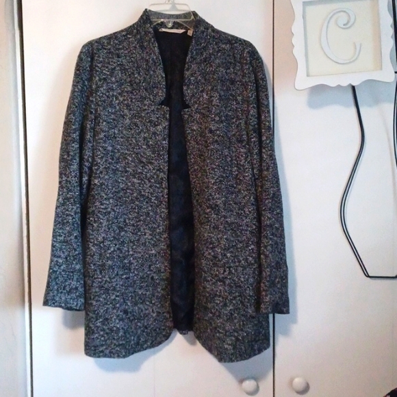 Soft Surroundings, black tweed jacket, open front, no closures SZ M. - Picture 1 of 6